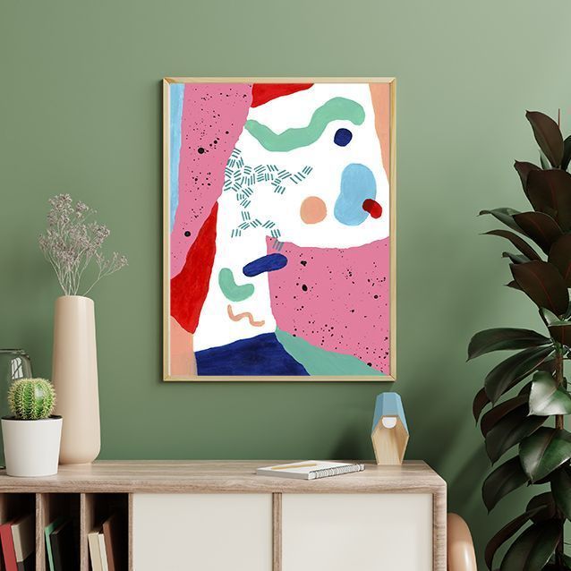 cuadro rosa y azules